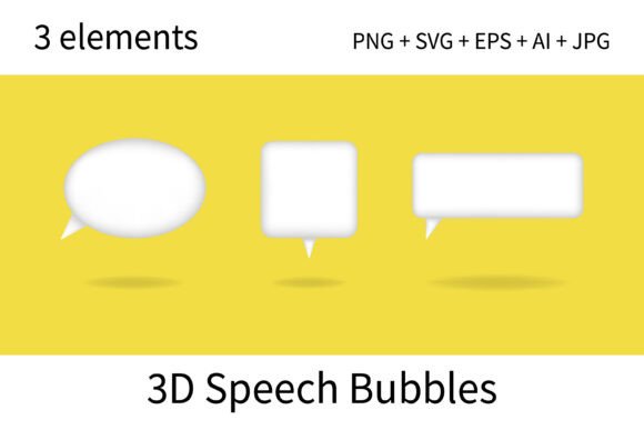 3D Speech Bubbles Clip Arts Set