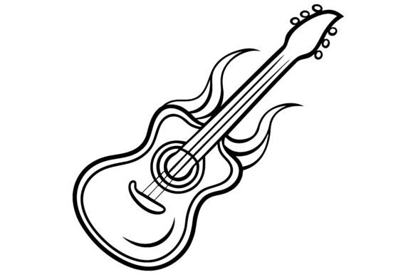 Abstract Guitar with Wave Single Line De: A Modern Design Essential for Creative Projects