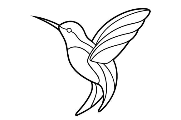 Abstract Hummingbird Circle Wings Line S: Modern Minimalism in Digital Design