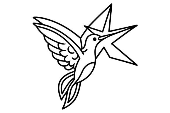Abstract Hummingbird Flower Star Line Ar: Strategic Use of a Modern Design Asset