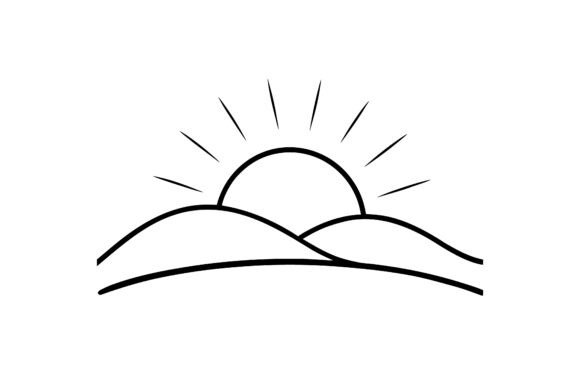 Abstract Sunrise Horizon Line Sketch: A Minimalist Design Asset for Modern Creative Work