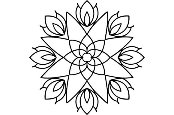 Abstract Tulip Bunch Mandala Line Art: A Modern Design Asset for Creatives