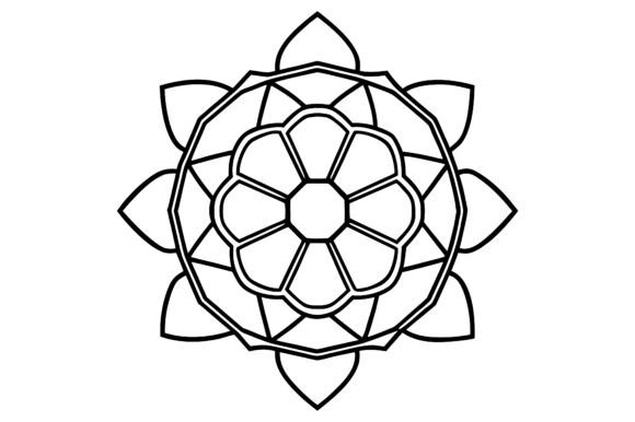 Abstract Turtle Shell Mandala Line Drawings: A Modern Design Asset