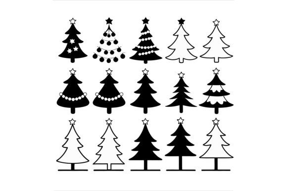 Christmas Tree Icons for Winter Design