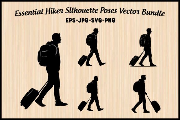 Essential Hiker Silhouette Poses Vector
