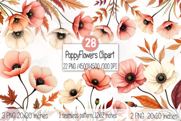 Flowers Clipart Poppy Flowers, PNG: Elevating Designs with Natural Grace