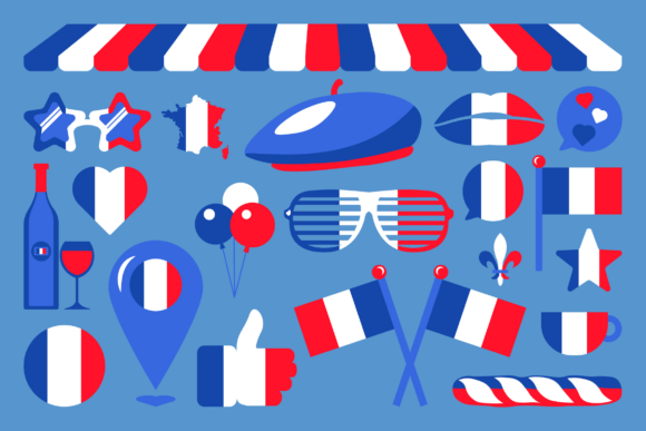 France Flag Set: Creative Vector Icons