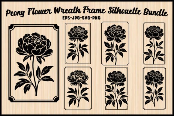 Peony Wreath Silhouette Designs
