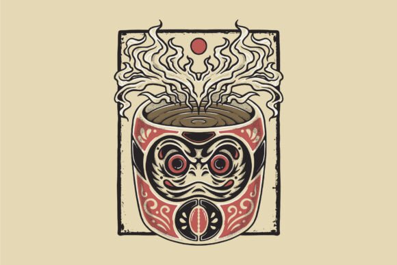 Retro Cartoon Daruma Doll Coffee: A Distinctive Mascot for Bold Branding