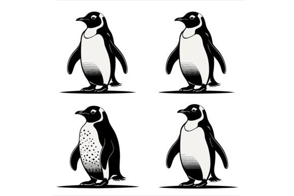 Vector Art of Four Cute Penguins: A Versatile Illustration for Creative Projects