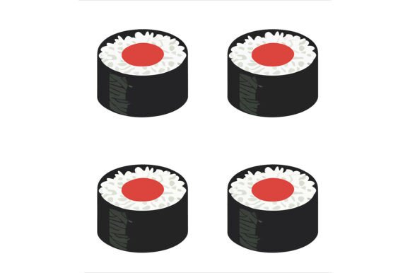 Vector Art of Four Sushi Rolls