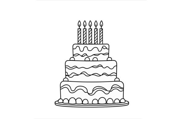 Vector Art of Three Tiered Birthday Cake: A Versatile Design Resource Done Right