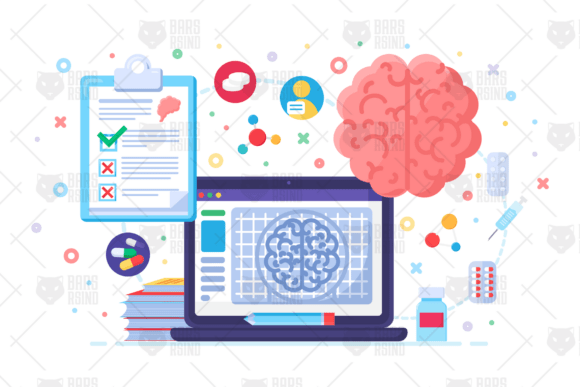 Visualizing the Future of Neuroscience with Flat Medical Brain Research Concept