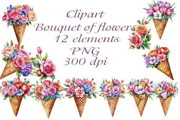 Watercolor Clipart Bouquet of FlowersPNG: Elevating Your Creative Projects