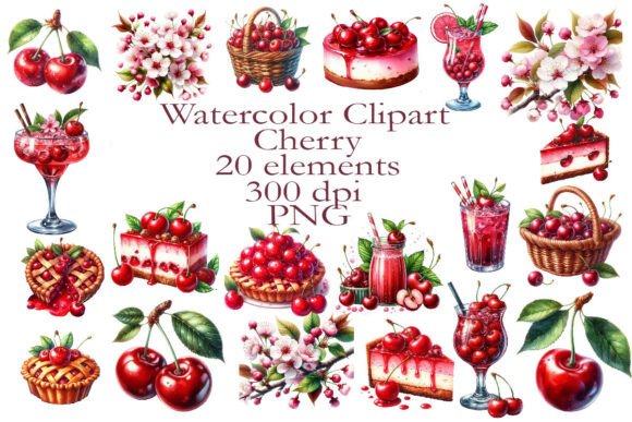 Watercolor Clipart Cherry: Elevating Digital Design with Hand-Painted Authenticity